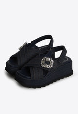 Roger Vivier Slidy Viv' 65 Slingback Denim Wedge Sandals Denim RVW77544720-EMNU-820
