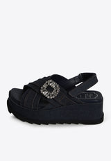 Roger Vivier Slidy Viv' 65 Slingback Denim Wedge Sandals Denim RVW77544720-EMNU-820