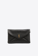 Saint Laurent Large Envelope Grained Leather Clutch Black 855802-AACYT-1000