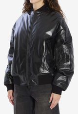 Salvatore Santoro Padded Leather Bomber Jacket Black 49071--BLACK