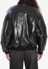 Salvatore Santoro Padded Leather Bomber Jacket Black 49071--BLACK