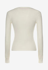 Chloé Henley Long-Sleeved Ribbed Top White CH26SJH29185--107