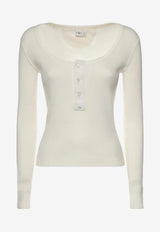 Chloé Henley Long-Sleeved Ribbed Top White CH26SJH29185--107