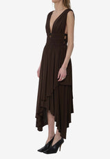 Alaïa Deesse Asymmetric Midi Dress Brown AA9R3042J090C--719