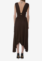Alaïa Deesse Asymmetric Midi Dress Brown AA9R3042J090C--719