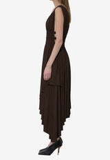 Alaïa Deesse Asymmetric Midi Dress Brown AA9R3042J090C--719