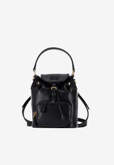 Miu Miu Logo Flap-Top Leather Backpack Black 5BZ045VOOM2CRW_F0002