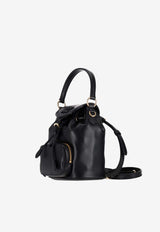 Miu Miu Logo Flap-Top Leather Backpack Black 5BZ045VOOM2CRW_F0002