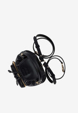 Miu Miu Logo Flap-Top Leather Backpack Black 5BZ045VOOM2CRW_F0002