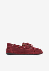 Miu Miu Suede Delavé Loafers Red 5D123EFD005ZIJ_F0382