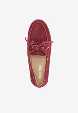 Miu Miu Suede Delavé Loafers Red 5D123EFD005ZIJ_F0382