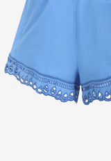 Life Shorts with Embroidered Cut-Outs