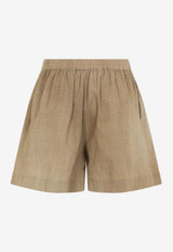 Elastic-Waist Denim Shorts