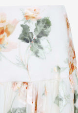 Carousel Burnout Floral Midi Skirt