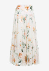 Carousel Burnout Floral Midi Skirt