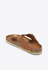 Birkenstock Gizeh Leather Slides Brown 1018745LE/S_BIRKE-CO