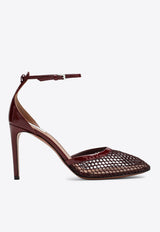 Alaïa 90 High Fishnet Pumps Burgundy AA3E049TK007LE/R_ALAIA-325