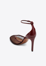 Alaïa 90 High Fishnet Pumps Burgundy AA3E049TK007LE/R_ALAIA-325
