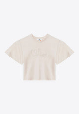 Chloé Kids Girls Logo Embroidered Cropped Top Pink C20858CO/S_CHLOE-46J