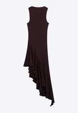 Alaïa Asymmetric Jersey Midi Dress Burgundy AA9R3005J090CCO/S_ALAIA-332