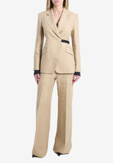 Max Mara Fionda Double-Breasted Linen Blazer Camel 2611041533600-10710-003