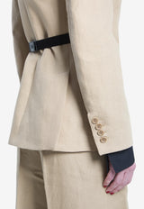 Max Mara Fionda Double-Breasted Linen Blazer Camel 2611041533600-10710-003