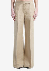 Max Mara Wide-Leg Linen Tailored Pants Beige 2611131243600-10710-003