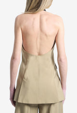 Max Mara Nuraghe Halterneck Tailored Top Beige 2611281143600-10179-007