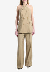 Max Mara Nuraghe Halterneck Tailored Top Beige 2611281143600-10179-007