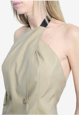 Max Mara Nuraghe Halterneck Tailored Top Beige 2611281143600-10179-007