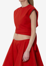 Alaïa Wraparound Belted Cropped Top Red AA9H1479W112C--319