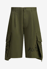Comme Des Garçons Shirt Printed Cargo Shorts Green FQ-P504-S262 KHAKI_a34b8484-cf28-44d4-ac96-99a87a34382c