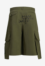 Comme Des Garçons Shirt Printed Cargo Shorts Green FQ-P504-S262 KHAKI_a34b8484-cf28-44d4-ac96-99a87a34382c