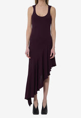 Alaïa Fluid Jersey Asymmetric Dress Bordeaux AA9R3005J090C--332