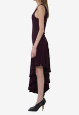 Alaïa Fluid Jersey Asymmetric Dress Bordeaux AA9R3005J090C--332