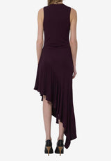 Alaïa Fluid Jersey Asymmetric Dress Bordeaux AA9R3005J090C--332