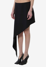 Alaïa Asymmetric Pointed Midi Skirt Black AA9J2541T471C--995