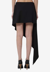 Alaïa Asymmetric Pointed Midi Skirt Black AA9J2541T471C--995