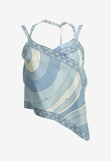 Pucci Iride Print Asymmetrical Silk Top Light Blue 6HRM466H754012_3db5d76b-165e-46b9-807f-4946f83305c5
