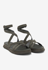 UGG Goldengaze Croc-Embossed Leather Sandals Green 1178570DNSS_96f59713-cbf3-4da2-b9fe-fc6abc098827
