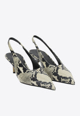 Bella 55 Python Print Leather Slingback Pumps