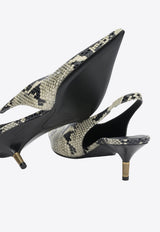 Bella 55 Python Print Leather Slingback Pumps