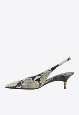 Bella 55 Python Print Leather Slingback Pumps