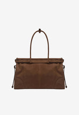 Prada Large Bonnie Suede Shoulder Bag Brown 1BA433MOM2GB8/S_PRADA-F0324