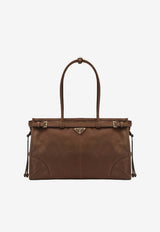 Prada Large Bonnie Suede Shoulder Bag Brown 1BA433MOM2GB8/S_PRADA-F0324