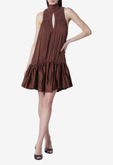 ROTATE High-Neck Gathered Mini Dress Brown 1156092037VI/S_ROTAT-2037