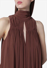 ROTATE High-Neck Gathered Mini Dress Brown 1156092037VI/S_ROTAT-2037