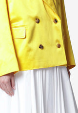 Dries Van Noten Double-Breasted Shiny Blazer Yellow 104503304/S_DRVNO-202