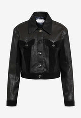 Versace Cropped Leather Jacket Black 10246171A17766/S_VERSA-1B000