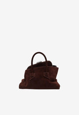 The Attico Mini La Passeggiata Suede Top Handle Bag Brown 260WAH00063LBT007AA/S_ATTIC-850